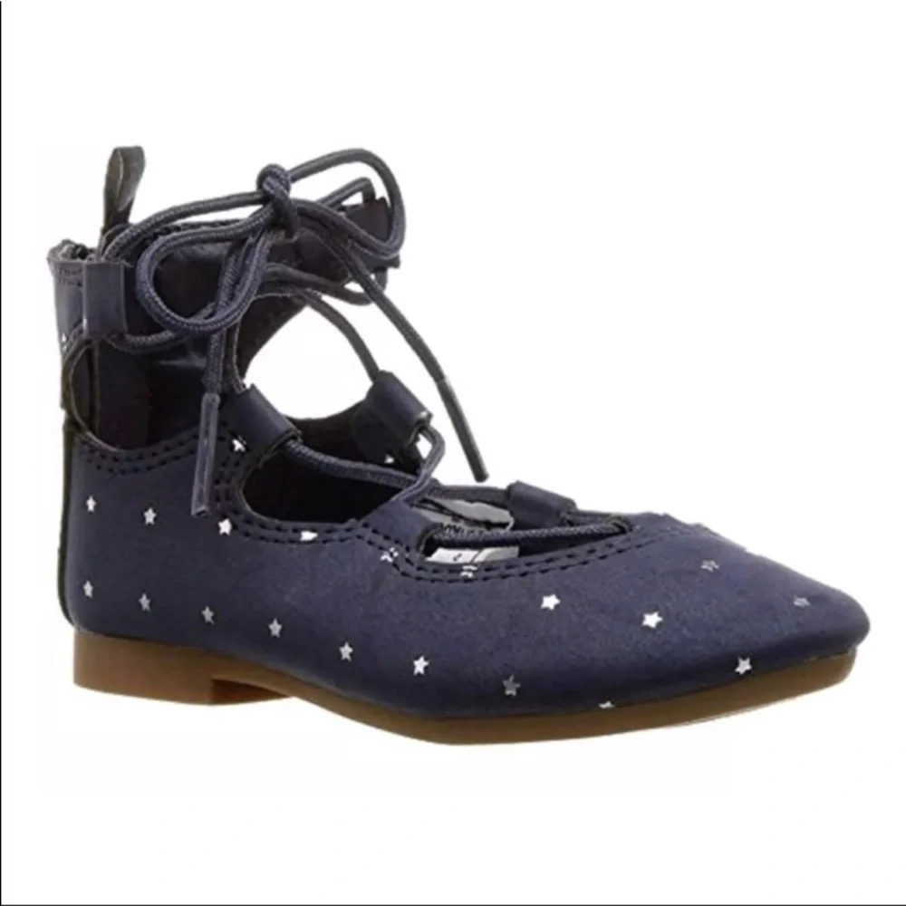 - Osh Kosh Sz 5 Toddler Star Print Navy Lace-Up Flats! NEW!